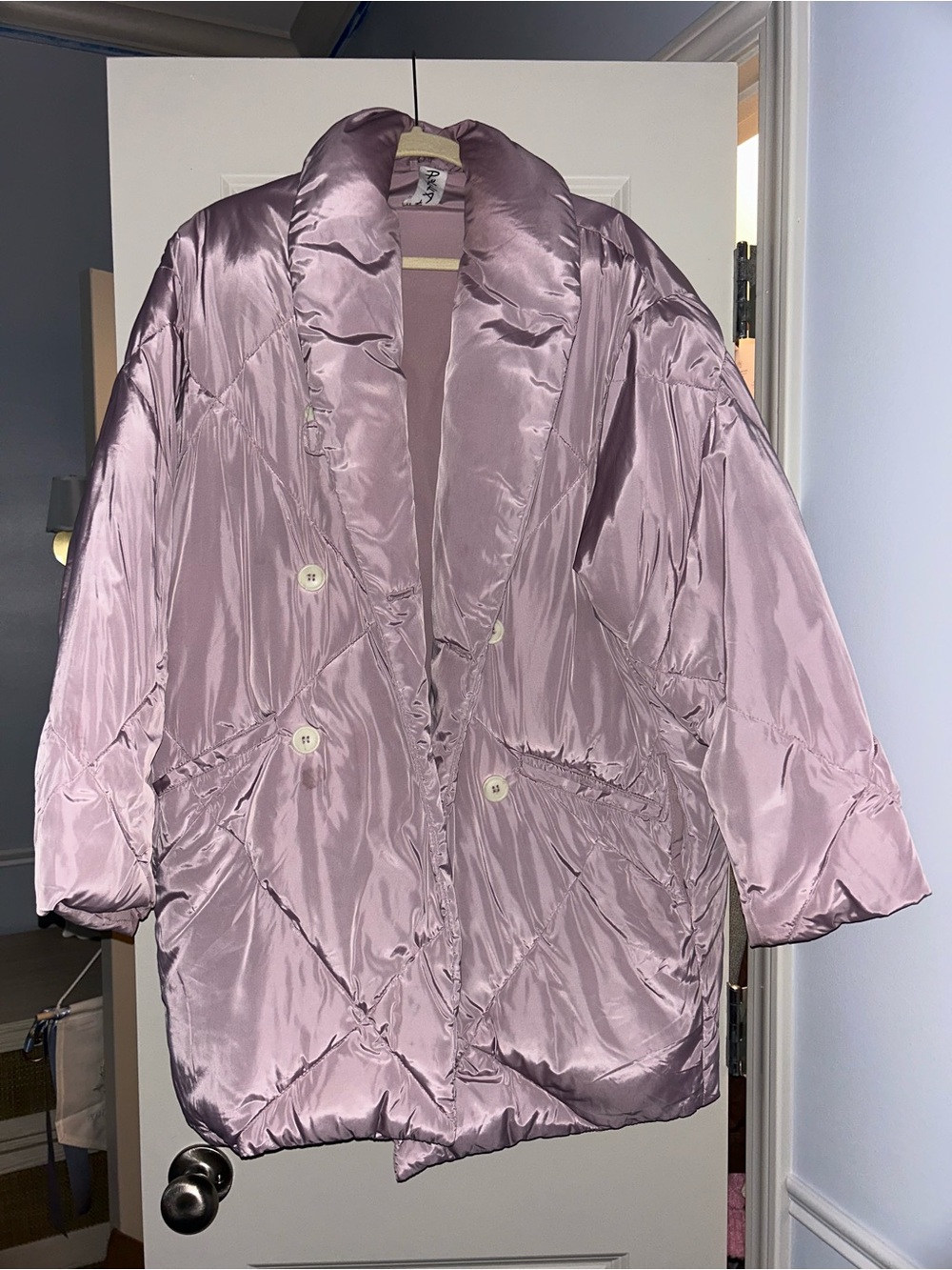 We The Free Satin Quilted Puffer Jacket - Lilac